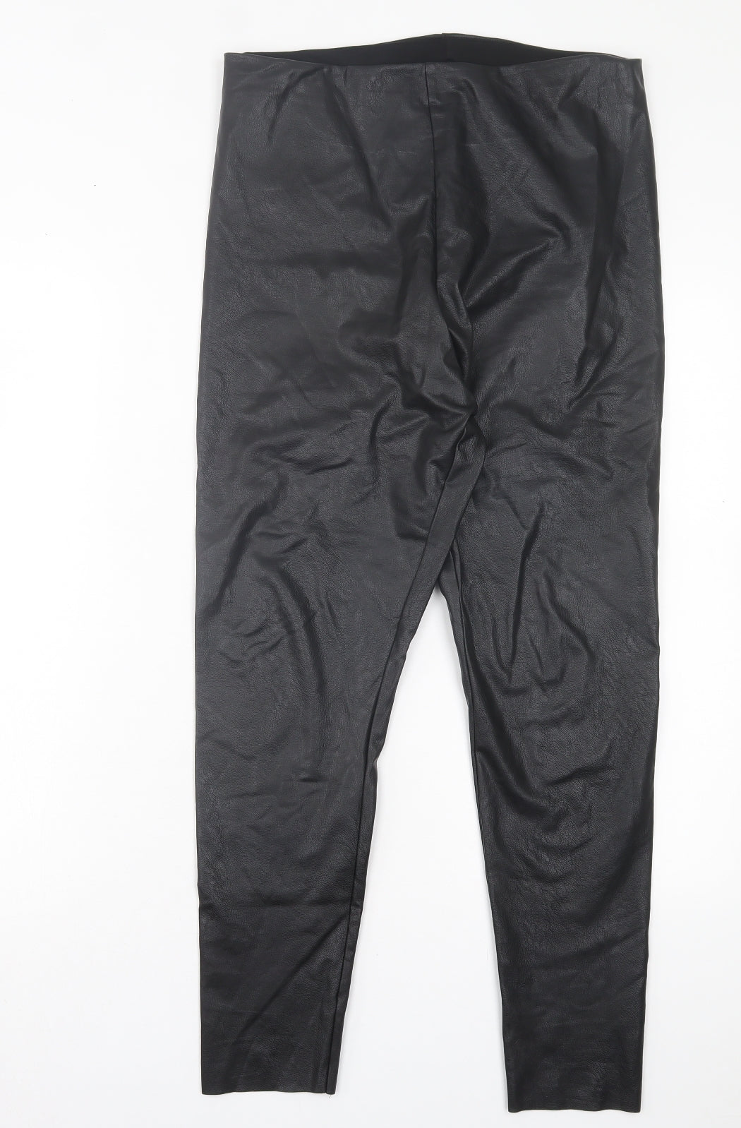 Gallery Womens Black Polyurethane Capri Trousers Size 16 L27 in Regular - Faux Leather