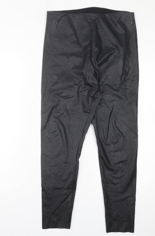 Gallery Womens Black Polyurethane Capri Trousers Size 16 L27 in Regular - Faux Leather
