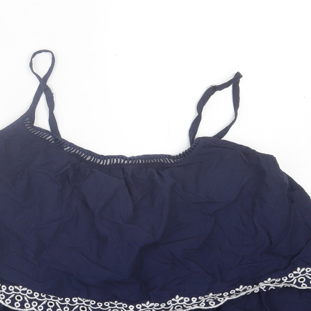 Atmosphere Womens Blue Cotton Basic Tank Size 8 Square Neck