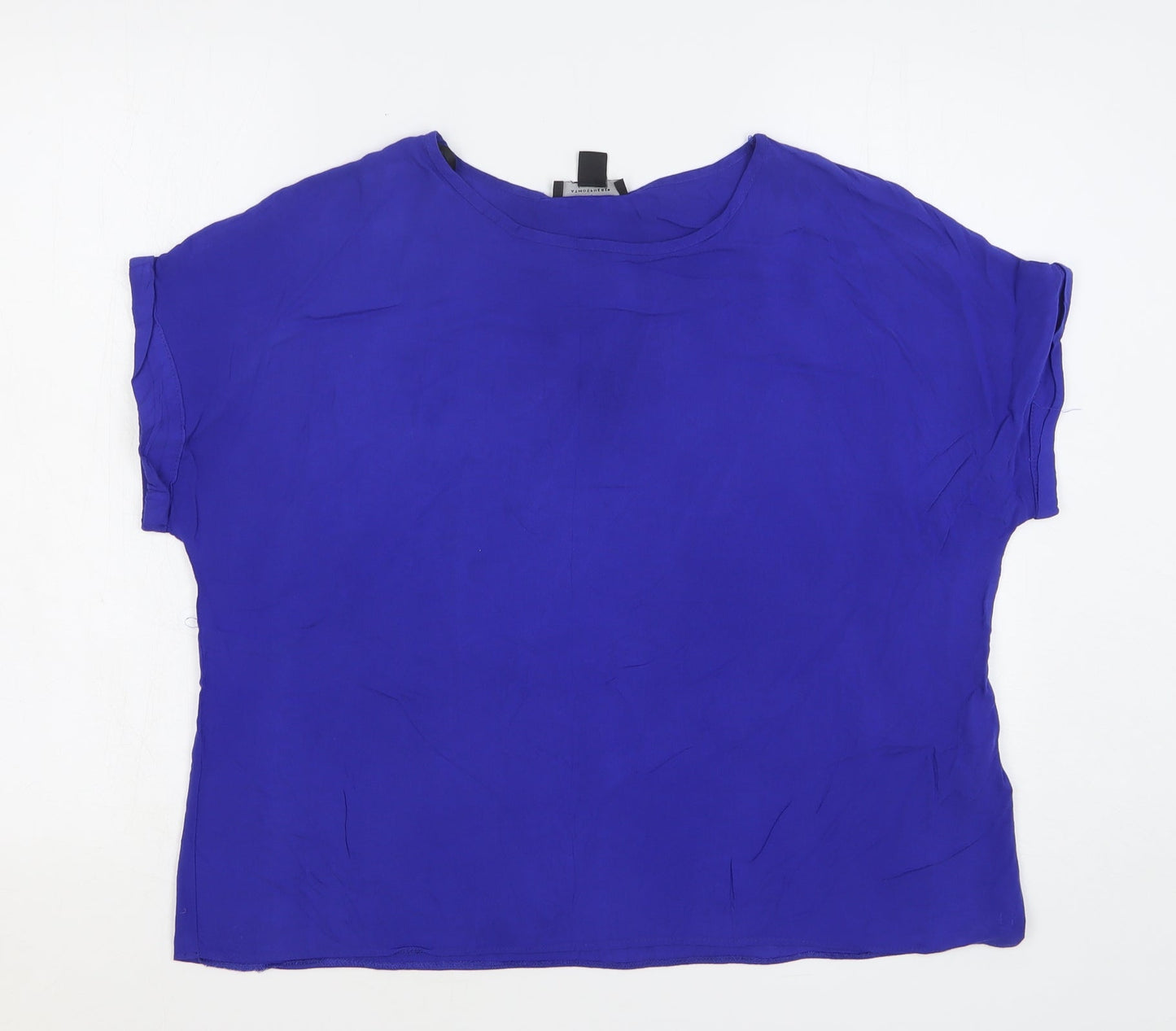 New Look Womens Blue Viscose Basic Blouse Size 14 Round Neck