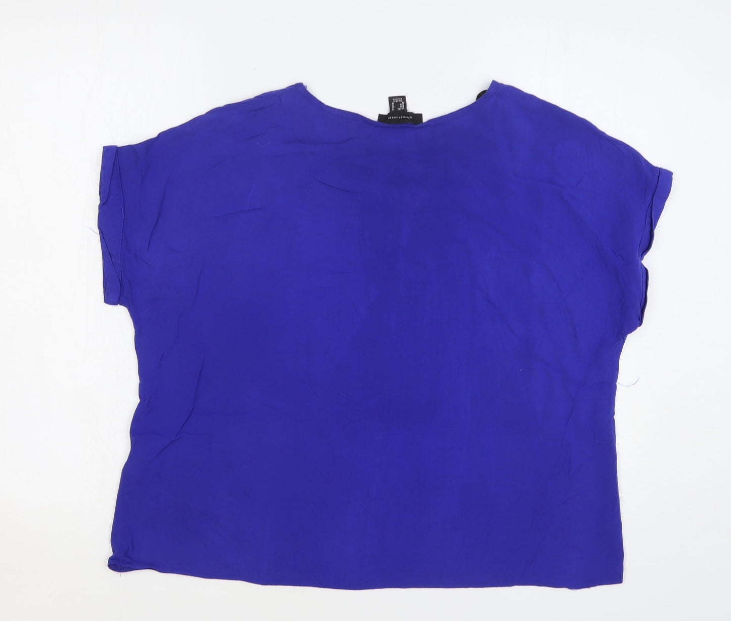 New Look Womens Blue Viscose Basic Blouse Size 14 Round Neck