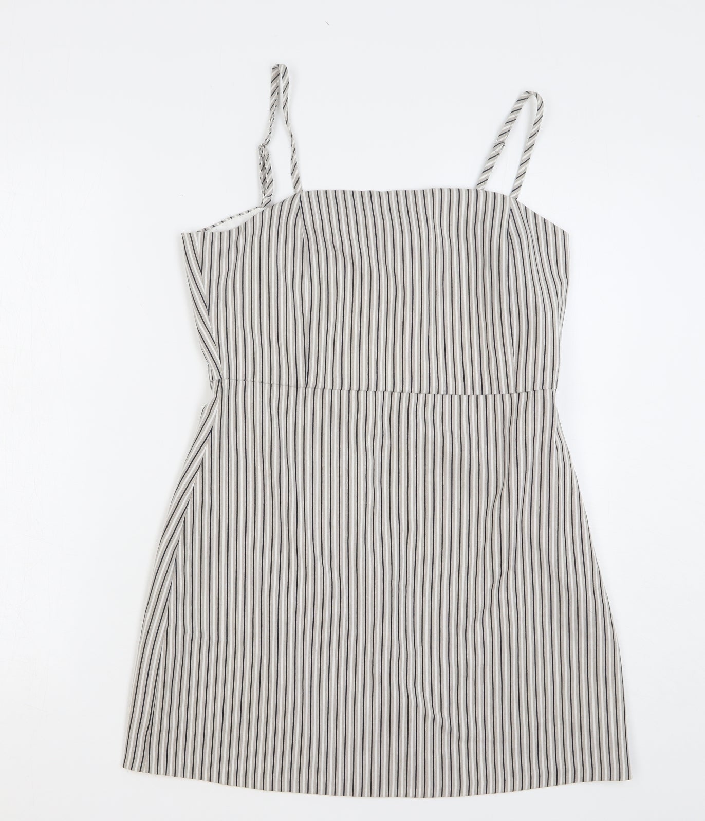 Pull&Bear Womens Grey Striped Polyester Camisole Tank Size L Off the Shoulder