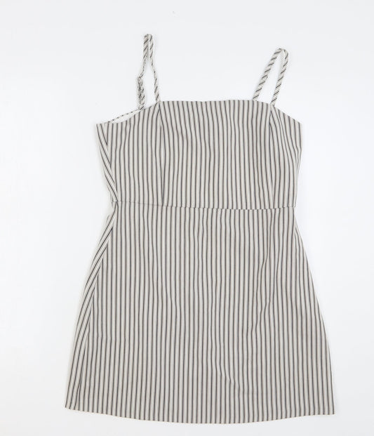 Pull&Bear Womens Grey Striped Polyester Camisole Tank Size L Off the Shoulder