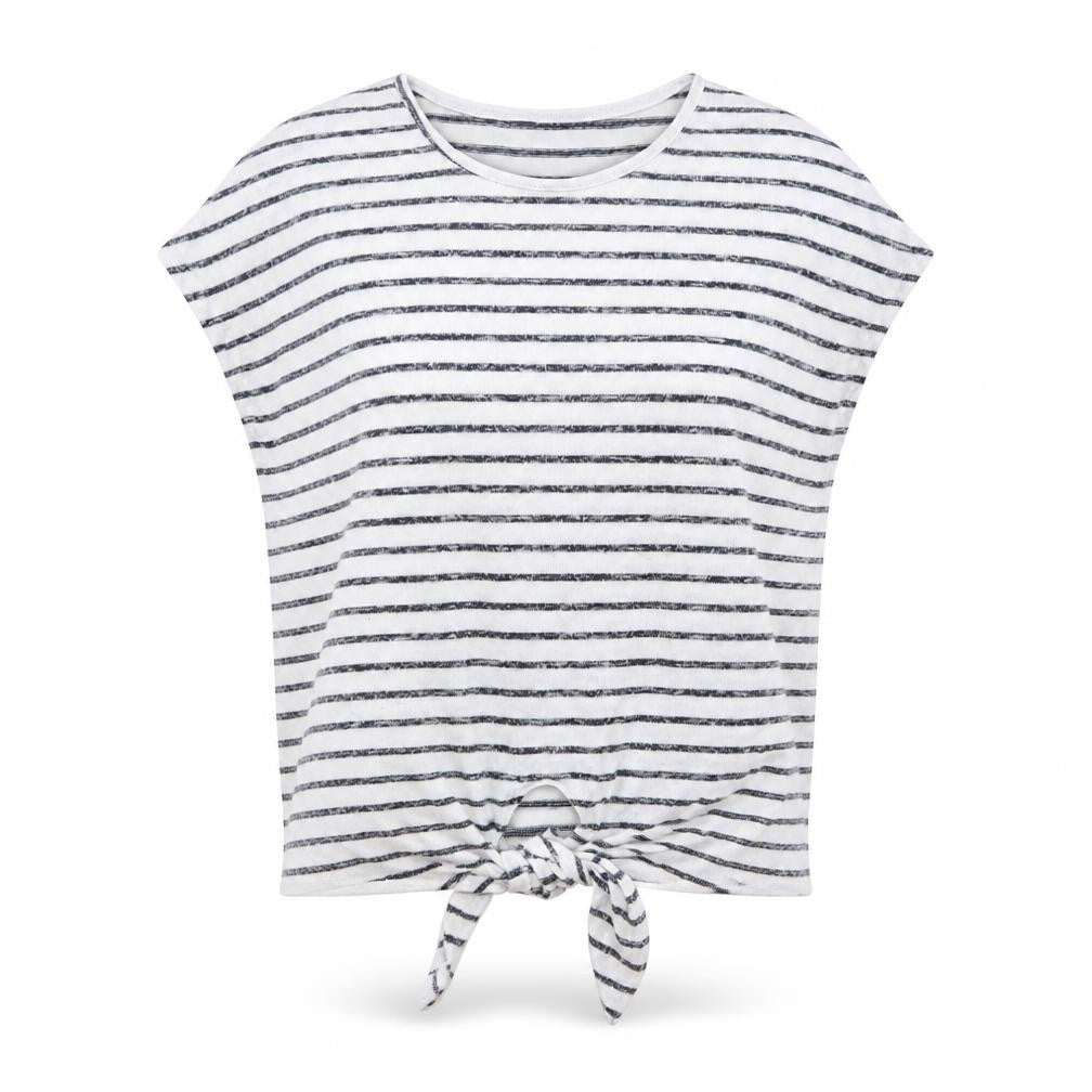 New Look Womens White Round Neck Striped Polyester Vest Jumper Size M