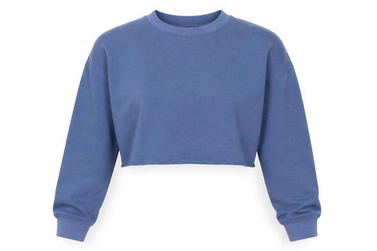PRETTYLITTLETHING Womens Blue Cotton Pullover Sweatshirt Size S Pullover - Cropped