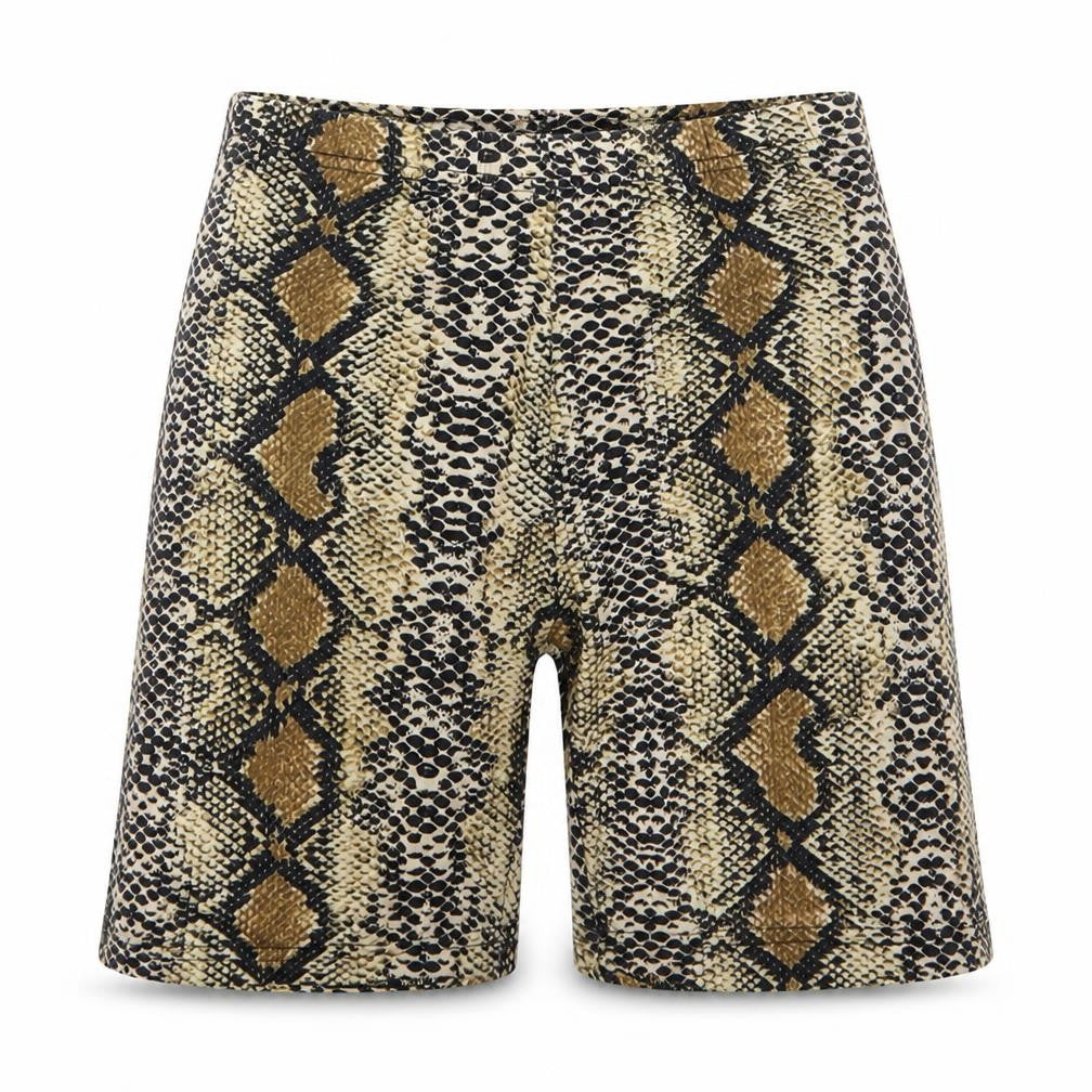 SHEIN Womens Multicoloured Animal Print Polyester Compression Shorts Size XS L7 in Regular - Snake Skin