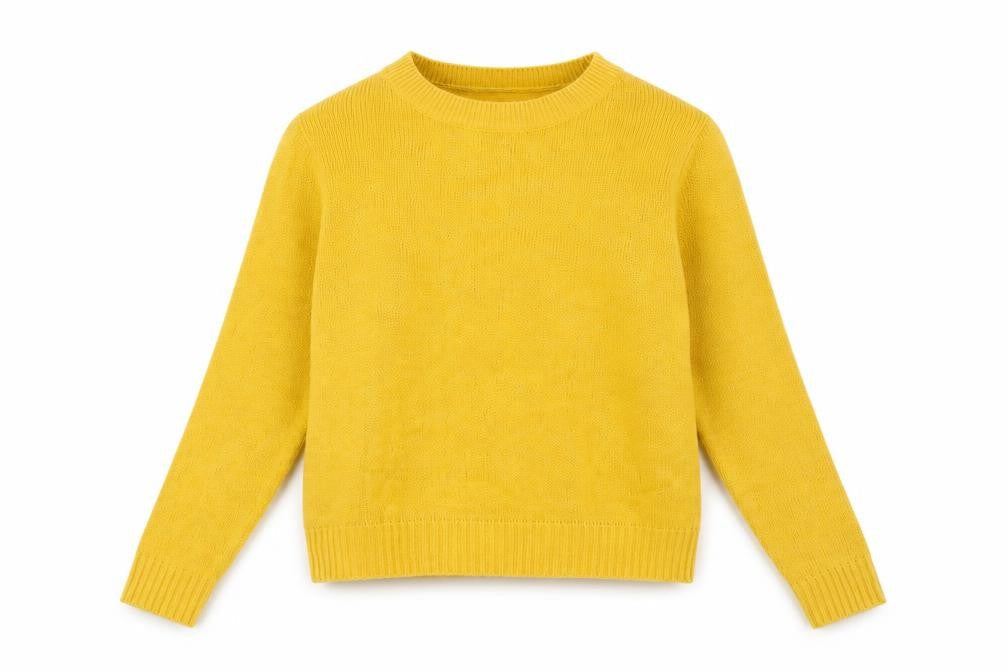 Divided Womens Yellow Round Neck Acrylic Pullover Jumper Size S