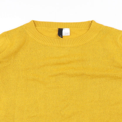 Divided Womens Yellow Round Neck Acrylic Pullover Jumper Size S