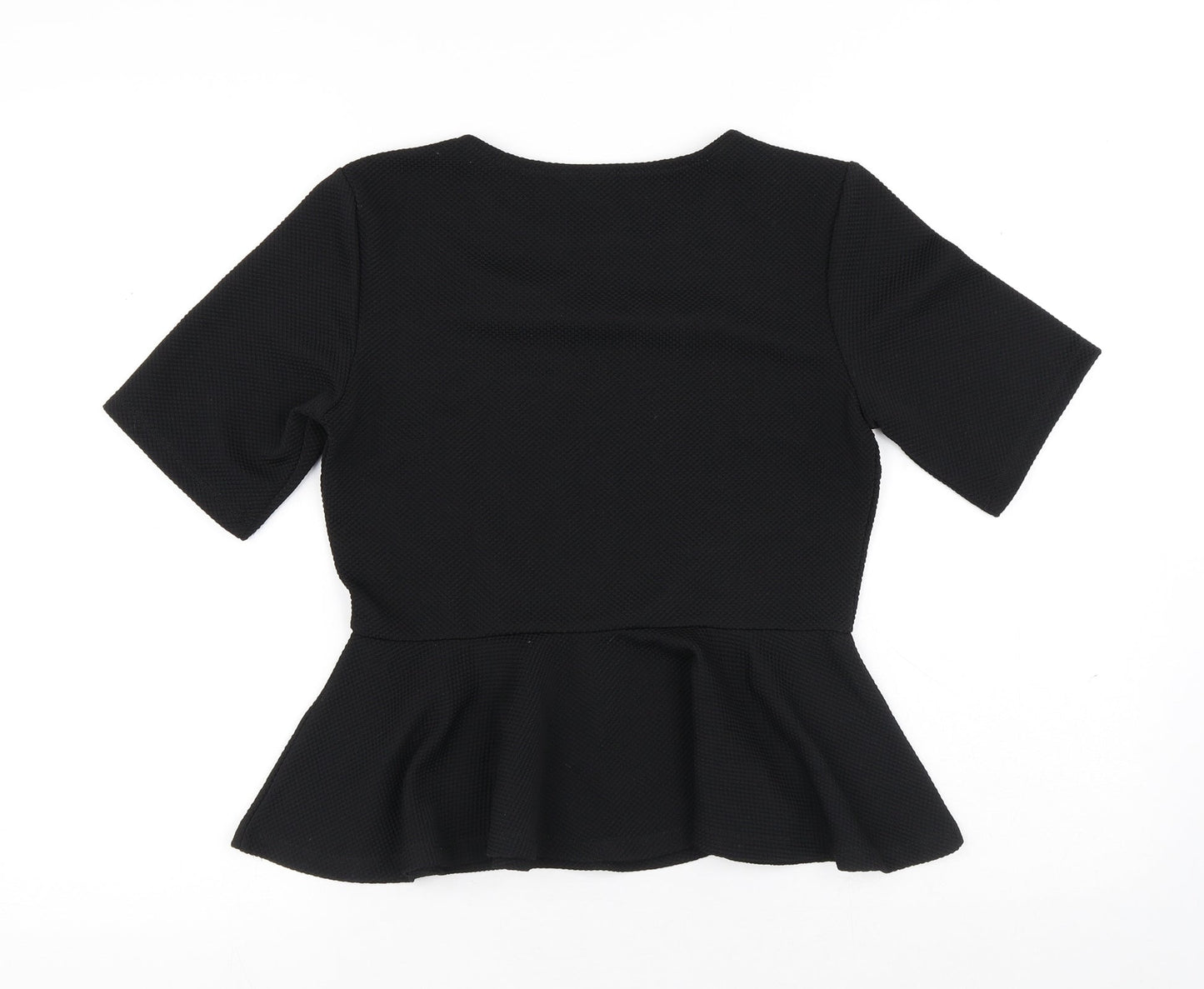 H&M Womens Black Polyester Basic Blouse Size S Round Neck