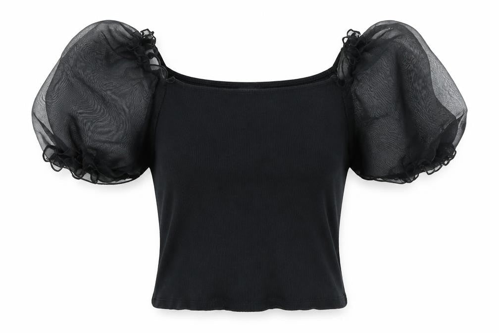 I SAW IT FIRST Womens Black Polyester Basic Blouse Size M Square Neck