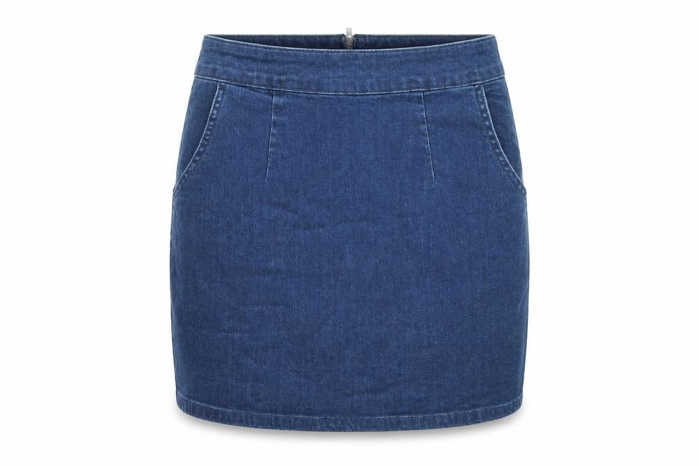 Denim & Co. Womens Blue Cotton Straight & Pencil Skirt Size 10 Zip