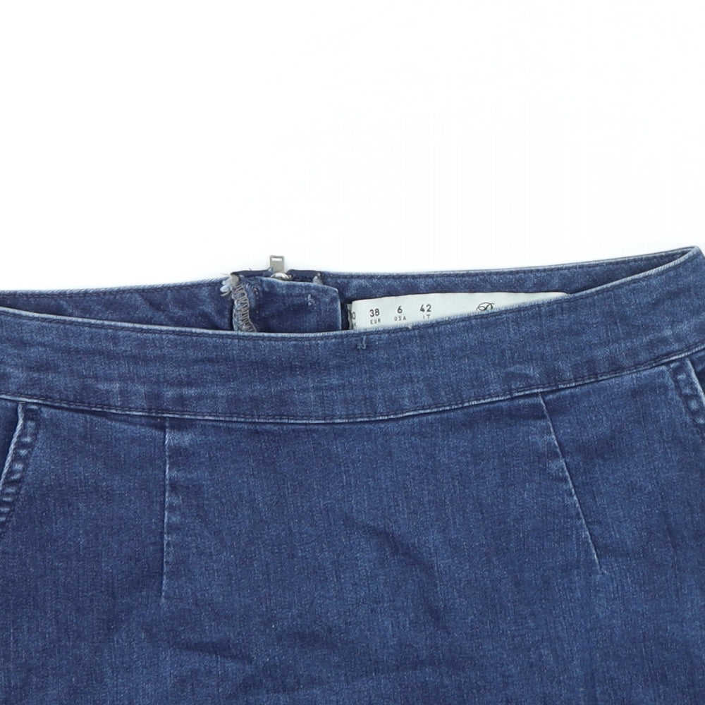 Denim & Co. Womens Blue Cotton Straight & Pencil Skirt Size 10 Zip