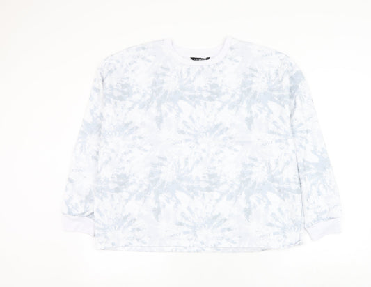Peacocks Womens White Geometric Polyester Pullover Sweatshirt Size L Pullover