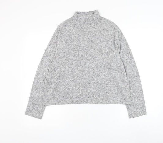 H&M Womens Grey Mock Neck Viscose Pullover Jumper Size S