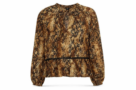 River Island Womens Brown Animal Print Polyester Basic Blouse Size 8 Round Neck - Snake Skin Print