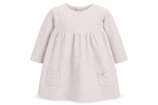 mamas & papas Girls Pink Cotton Jumper Dress Size 6-9 Months Round Neck Button