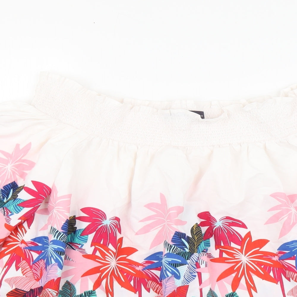 Marks and Spencer Womens Multicoloured Floral Polyester Basic Blouse Size 10 Square Neck