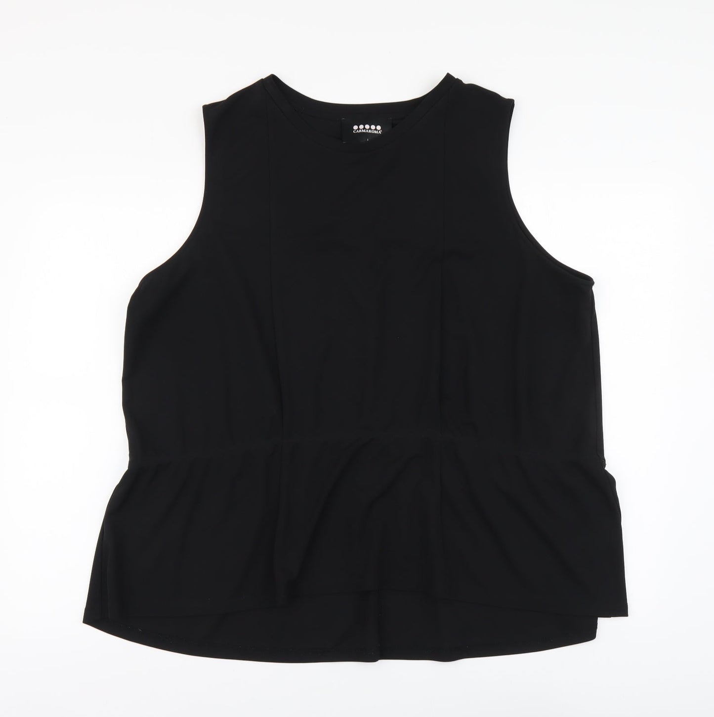 Carmakoma Womens Black Polyester Basic Tank Size L Round Neck