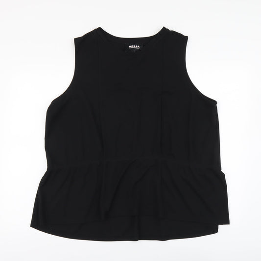 Carmakoma Womens Black Polyester Basic Tank Size L Round Neck