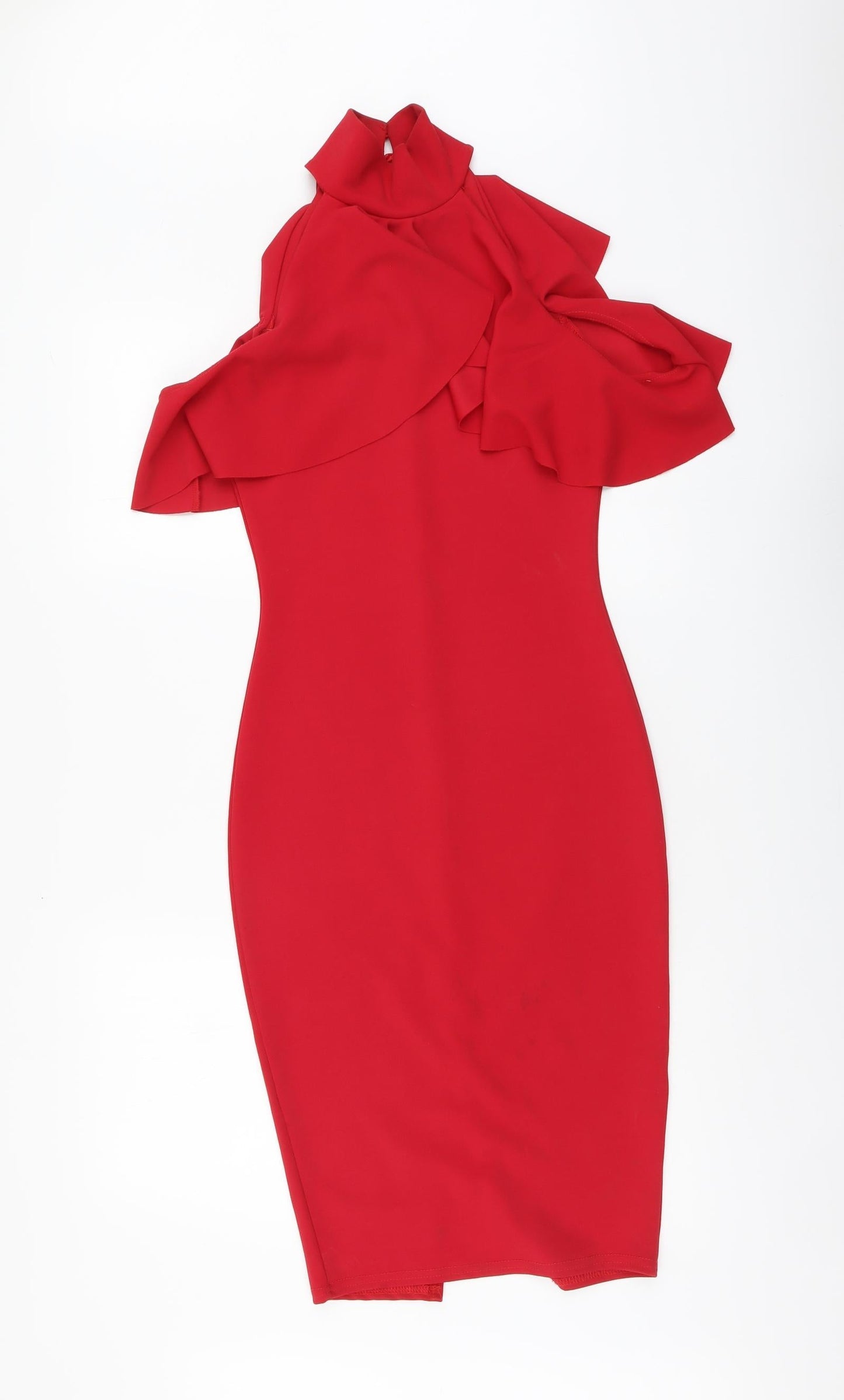 Pretty Hurts Womens Red Polyester Bodycon Size 8 Halter Pullover