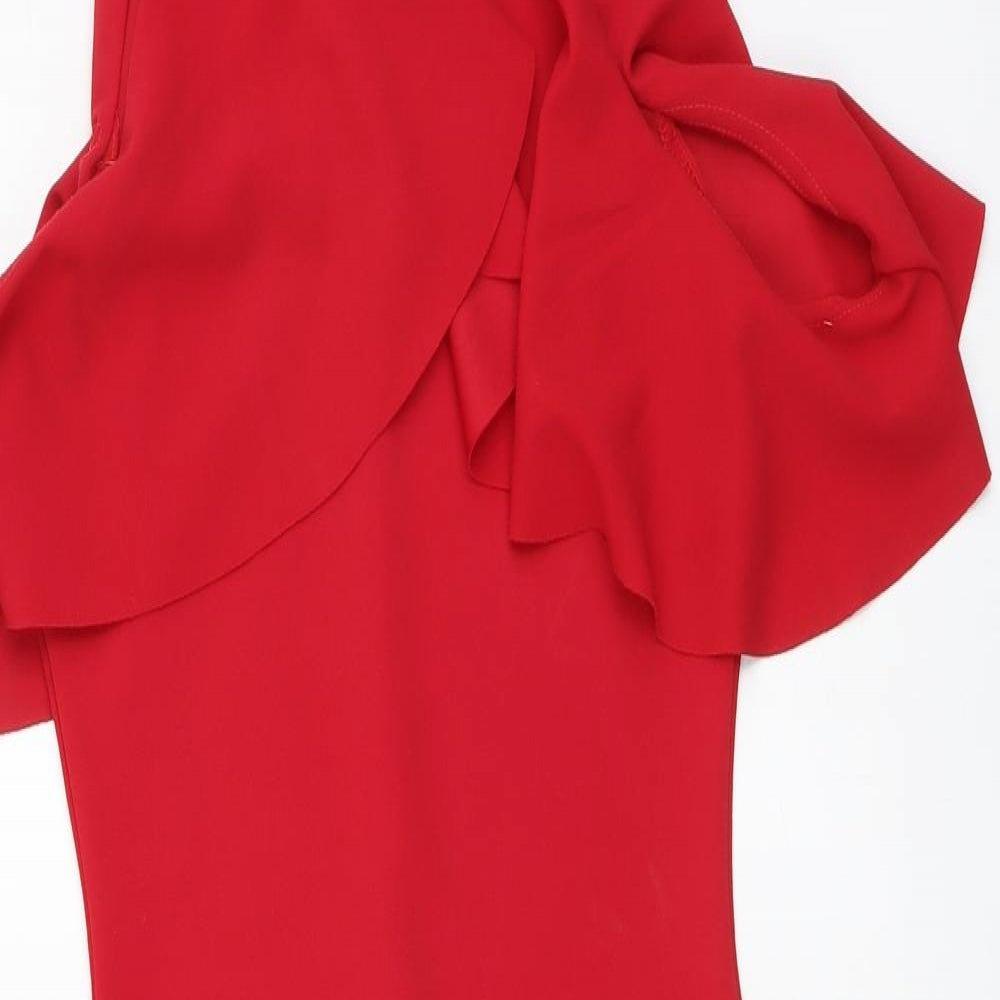 Pretty Hurts Womens Red Polyester Bodycon Size 8 Halter Pullover