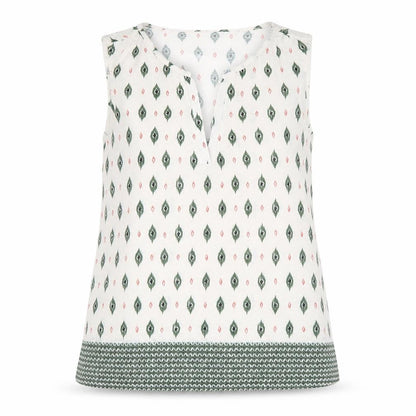 Principles Womens White Geometric Polyester Basic Tank Size 10 V-Neck