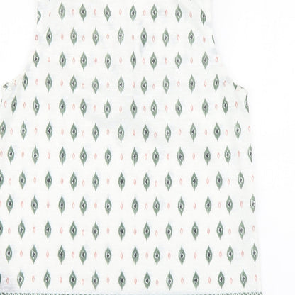 Principles Womens White Geometric Polyester Basic Tank Size 10 V-Neck