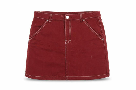 H&M Womens Red Cotton Mini Skirt Size M Zip
