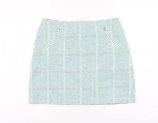 Tammy Girl Girls Blue Plaid Polyester Mini Skirt Size 13-14 Years Regular Zip