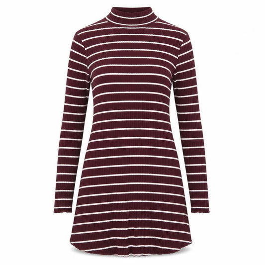 Primark Womens Purple Striped Cotton Jumper Dress Size 8 Round Neck Pullover