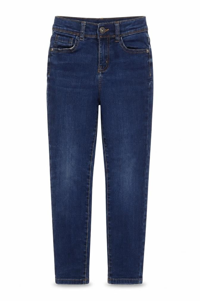 Denim & Co. Girls Blue Cotton Skinny Jeans Size 8-9 Years Regular Button