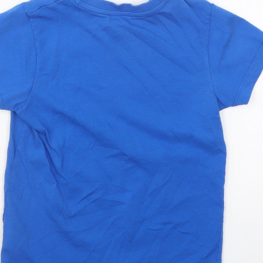 Matalan Boys Blue Cotton Basic T-Shirt Size 6 Years Round Neck Pullover - Skull