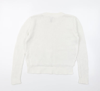 Gap Womens White Round Neck Cotton Pullover Jumper Size XS