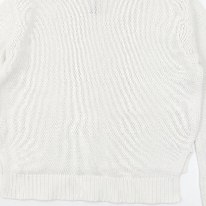 Gap Womens White Round Neck Cotton Pullover Jumper Size XS