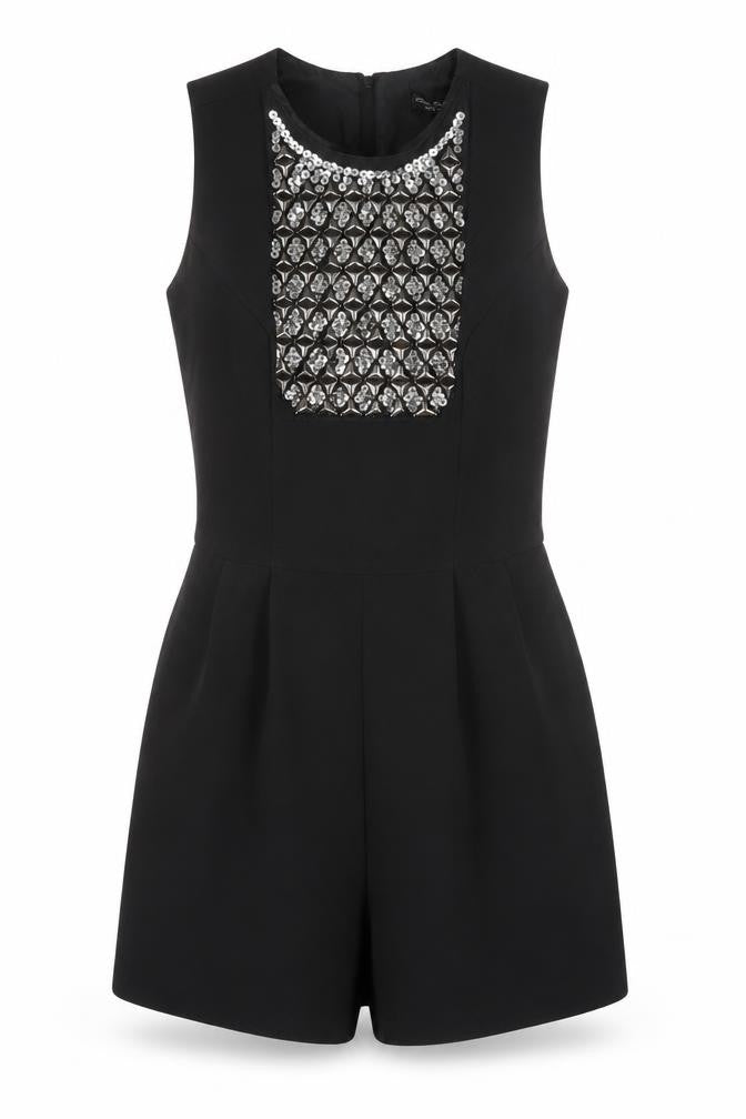 Miss Selfridge Womens Black Polyester Playsuit One-Piece Size 6 Zip