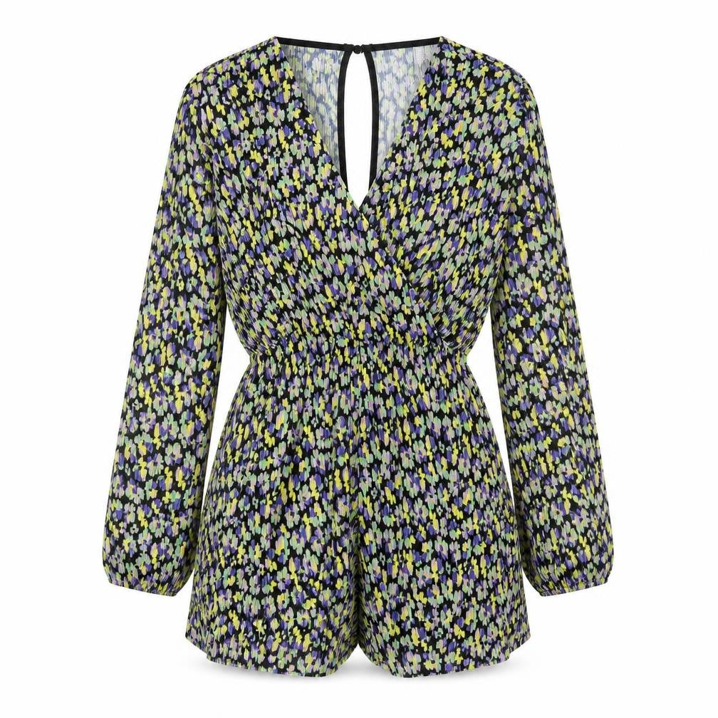 ASOS Womens Multicoloured Floral Polyester Playsuit One-Piece Size 4 Button