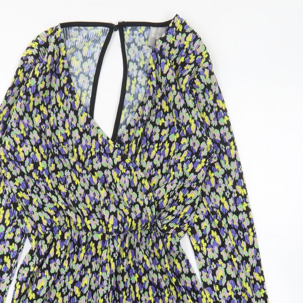 ASOS Womens Multicoloured Floral Polyester Playsuit One-Piece Size 4 Button