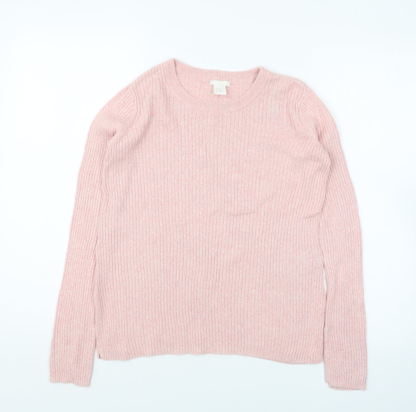 H&M Womens Pink Round Neck Cotton Pullover Jumper Size XS
