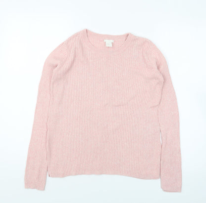 H&M Womens Pink Round Neck Cotton Pullover Jumper Size XS