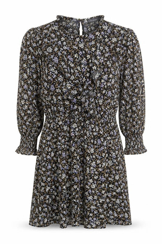 Primark Womens Multicoloured Floral Polyester Skater Dress Size 8 Round Neck Button