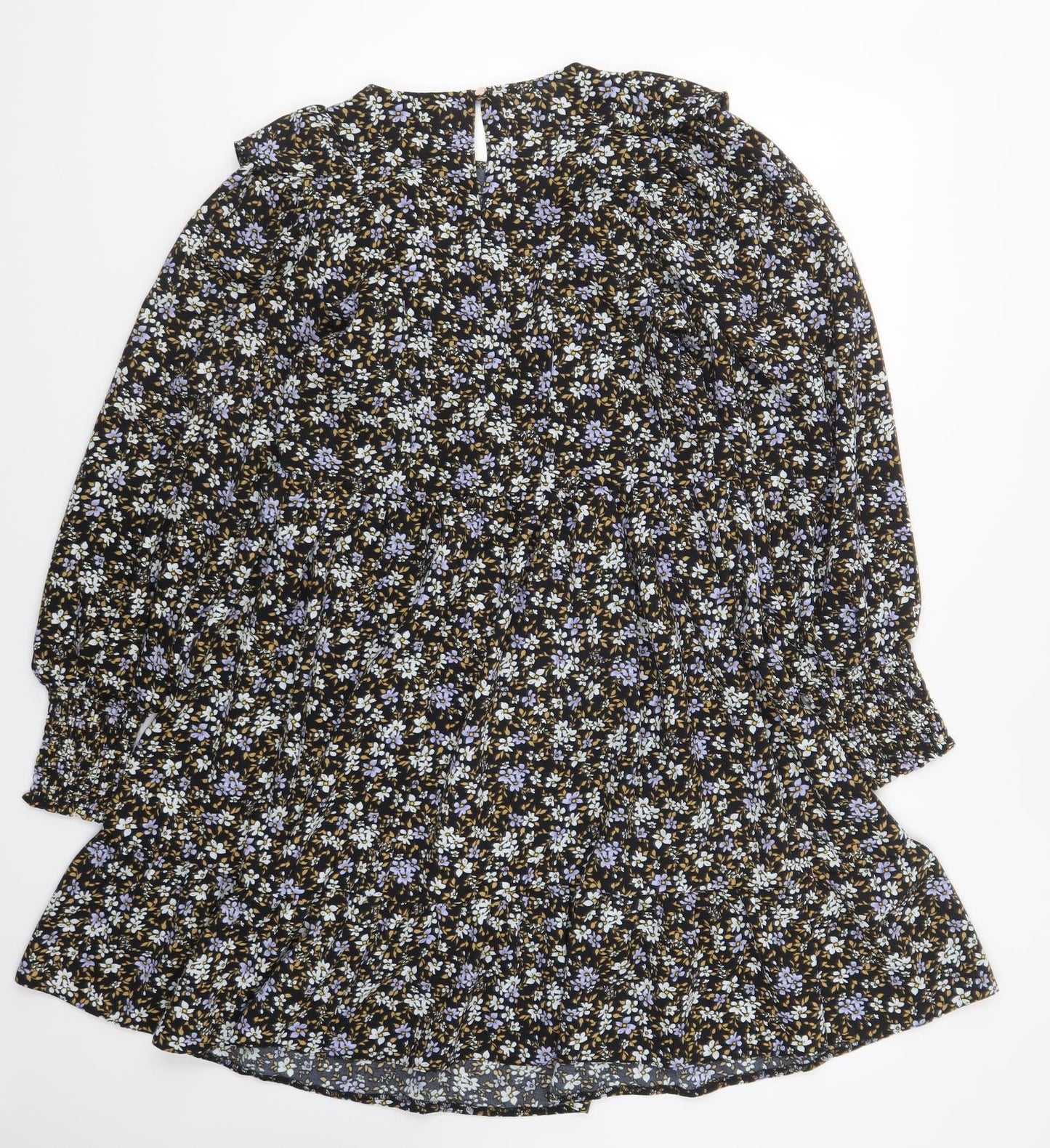 Primark Womens Multicoloured Floral Polyester Skater Dress Size 8 Round Neck Button