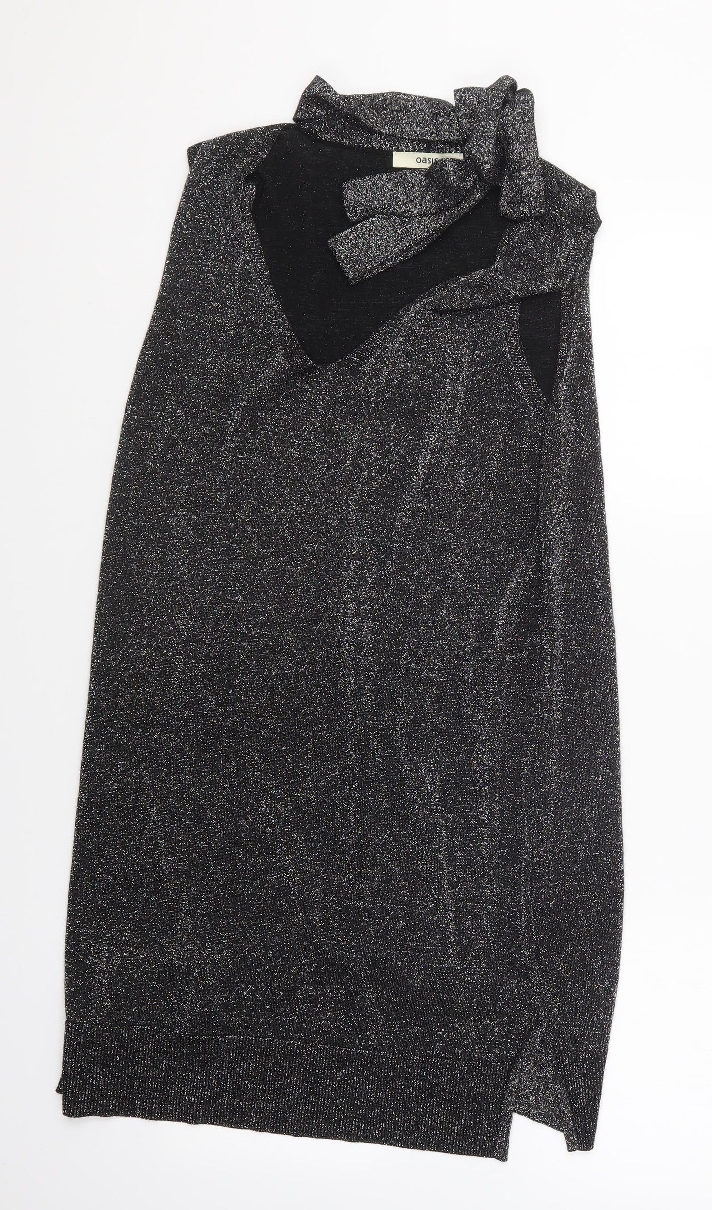 Oasis Womens Silver Polyester Basic Blouse Size L Halter