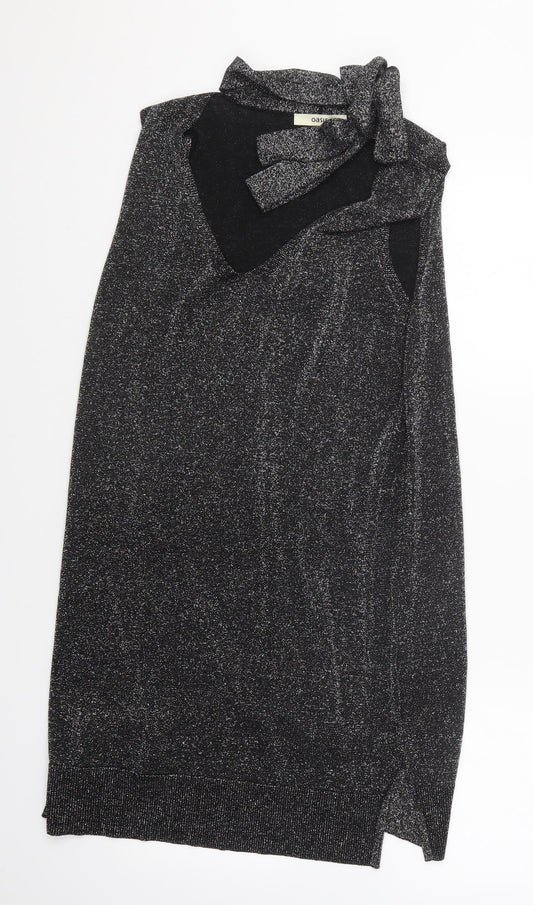 Oasis Womens Silver Polyester Basic Blouse Size L Halter