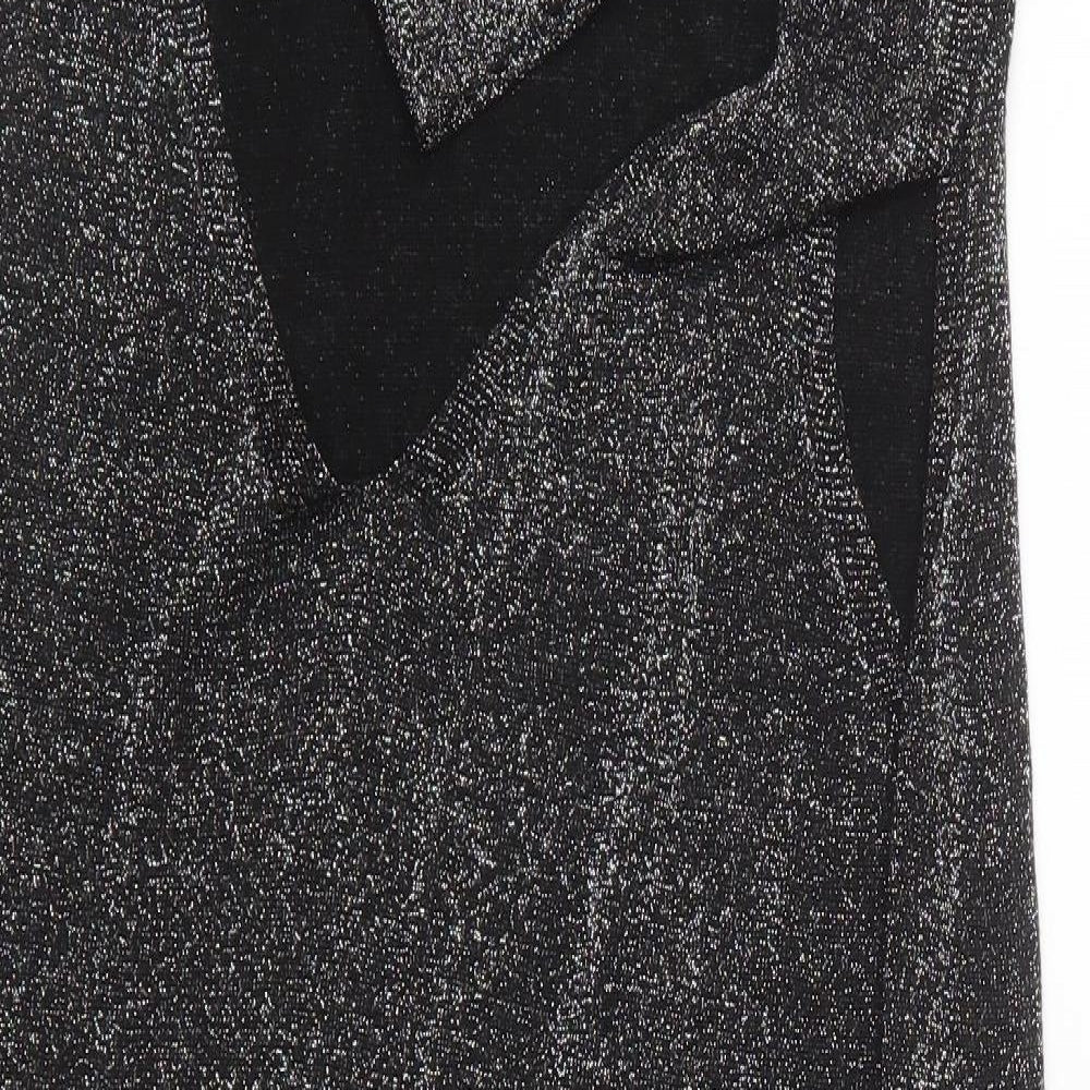 Oasis Womens Silver Polyester Basic Blouse Size L Halter