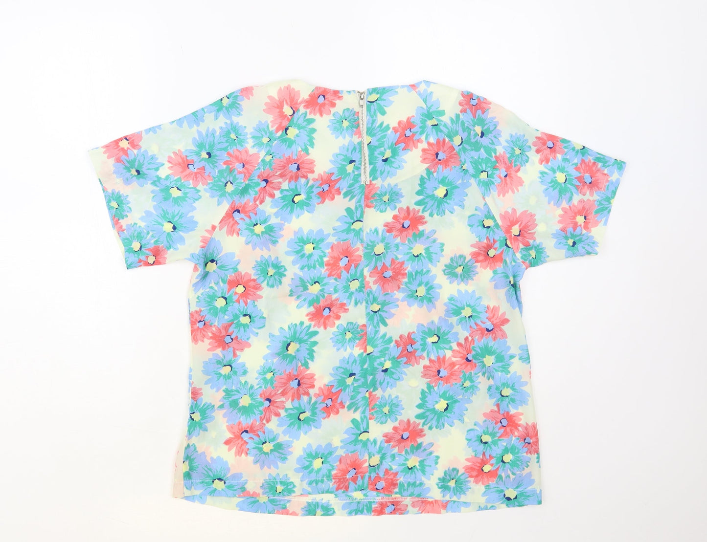 Exhibit Womens Multicoloured Floral Polyester Basic Blouse Size 14 Round Neck