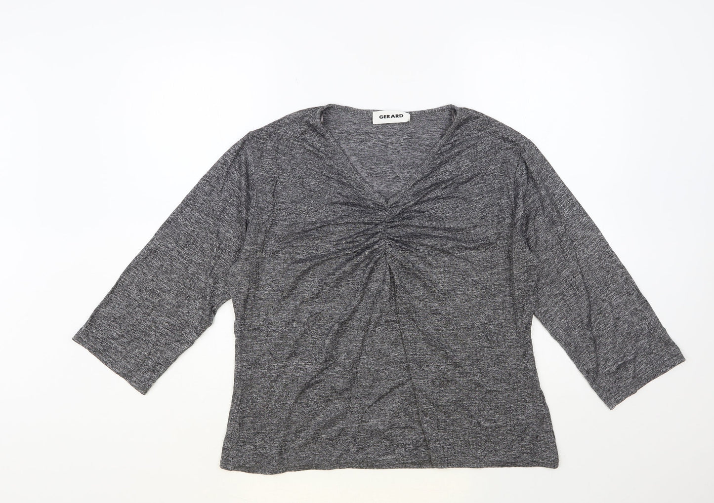 Gerard Womens Grey Polyester Basic Blouse Size 16 V-Neck