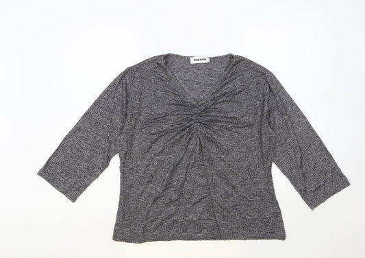 Gerard Womens Grey Polyester Basic Blouse Size 16 V-Neck