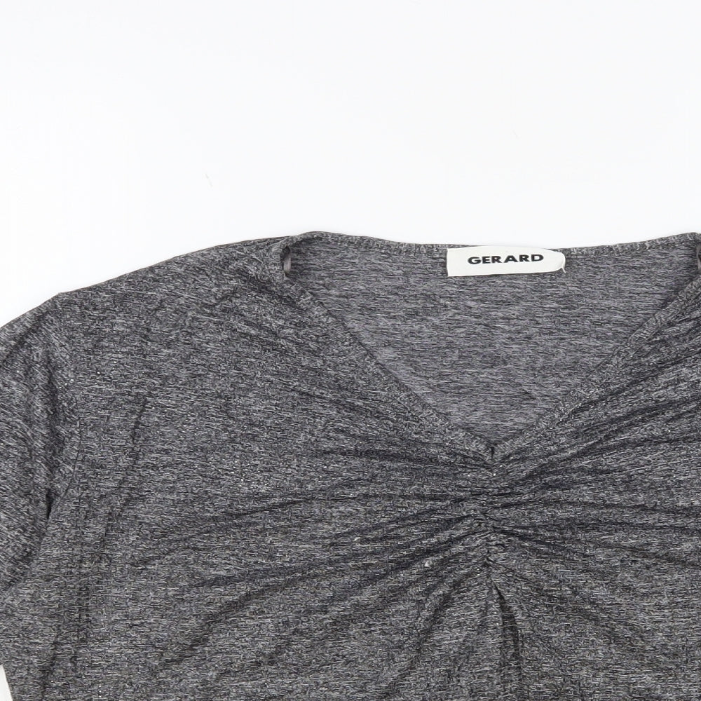 Gerard Womens Grey Polyester Basic Blouse Size 16 V-Neck