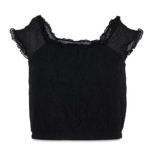 South Womens Black Viscose Basic Blouse Size 14 Square Neck