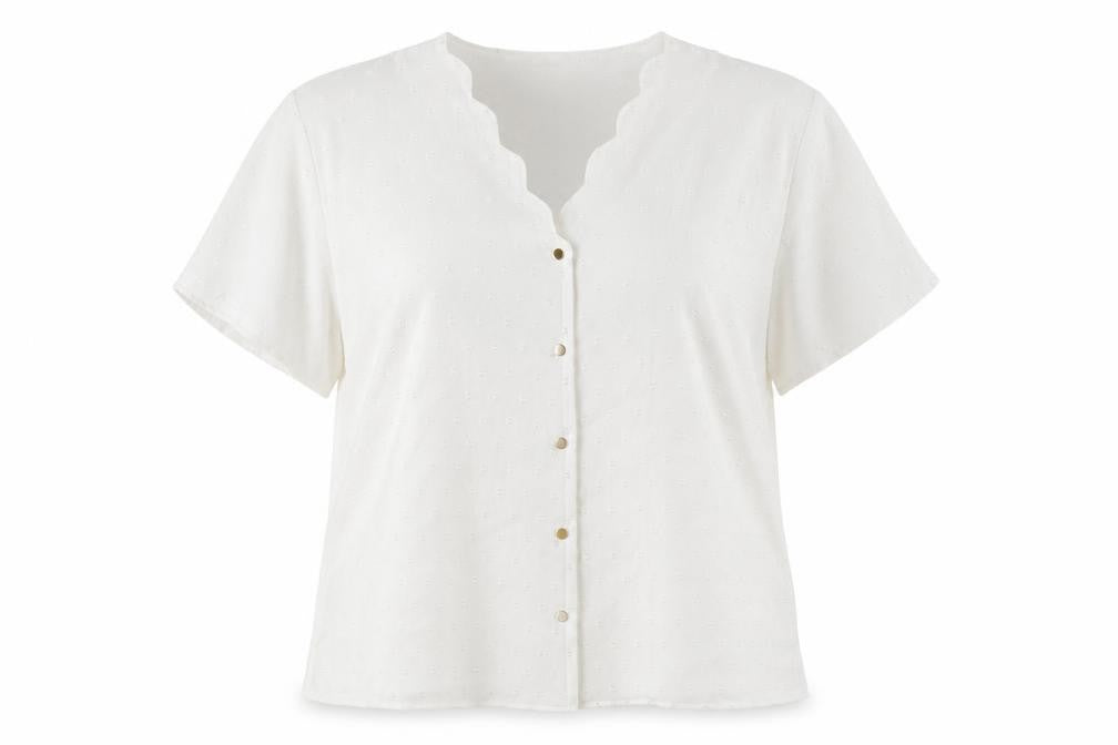 SheIn Womens White Polyester Basic Button-Up Size XL V-Neck